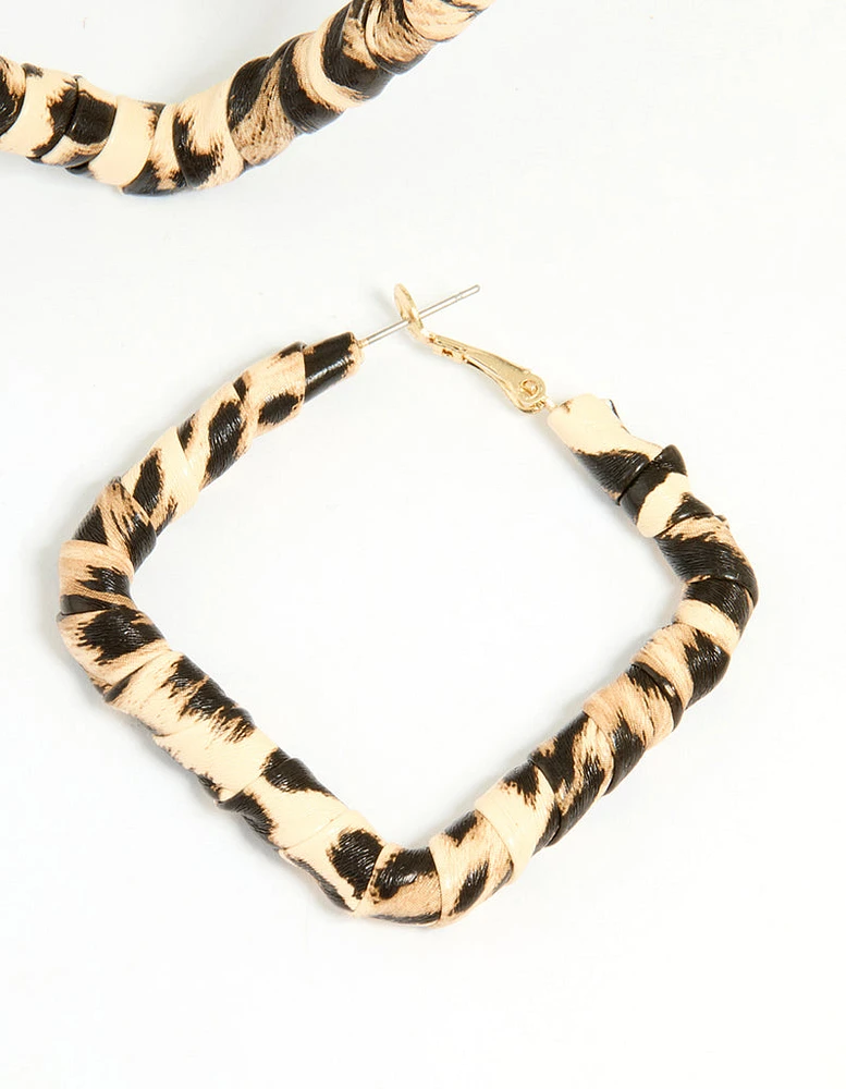 Gold Leopard Print Hoop Earrings