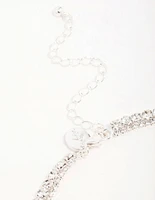 Silver Diamante Tennis Necklace & Earrings Set