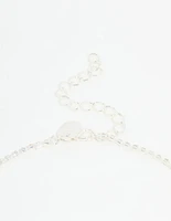 Silver Pearl Diamante Halo Vine Necklace & Earrings Set