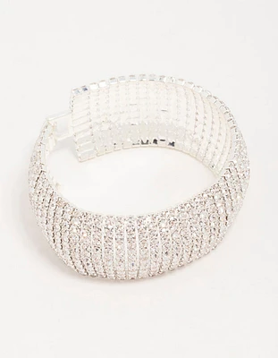 Silver Diamante Thick Cupchain Bracelet