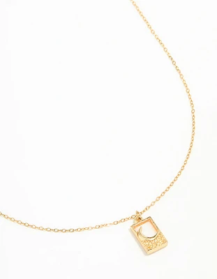 Waterproof Gold Plated Stainless Steel Moon Pendant Necklace