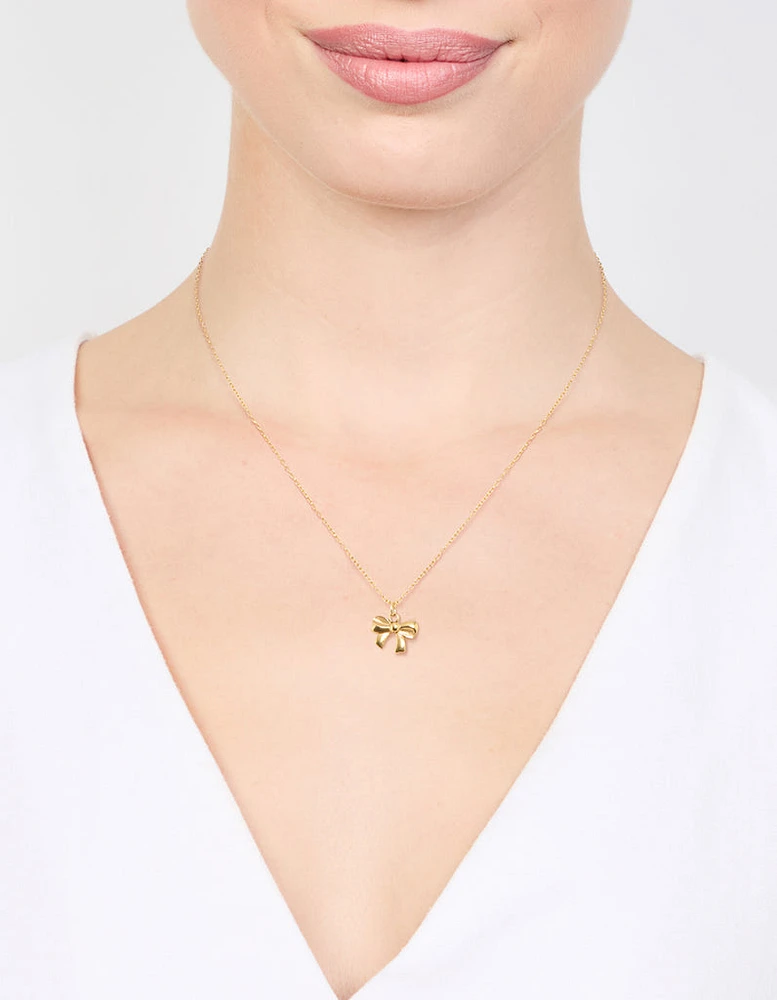 Waterproof Gold Plated Stainless Steel Bow Pendant Necklace