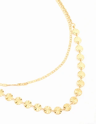 Waterproof Gold Plated Stainless Steel Hammered Layered Necklace