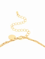 Waterproof Gold Plated Stainless Steel Hammered Layered Necklace