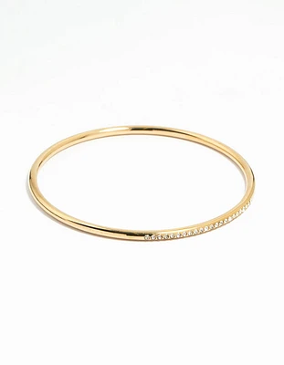 Waterproof Gold Plated Stainless Steel Diamante Bangle