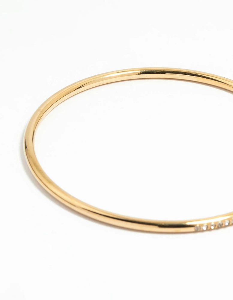 Waterproof Gold Plated Stainless Steel Diamante Bangle