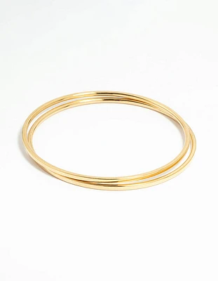 Waterproof Gold Plated Stainless Steel Clean Bangles 2-Pack