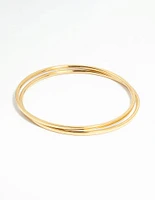 Waterproof Gold Plated Stainless Steel Clean Bangles 2-Pack