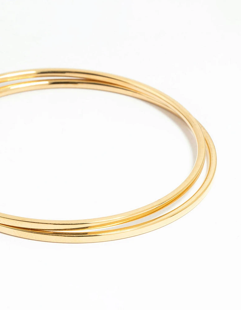 Waterproof Gold Plated Stainless Steel Clean Bangles 2-Pack