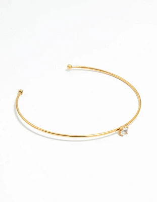 Waterproof Gold Plated Stainless Steel Cubic Zirconia Bangle