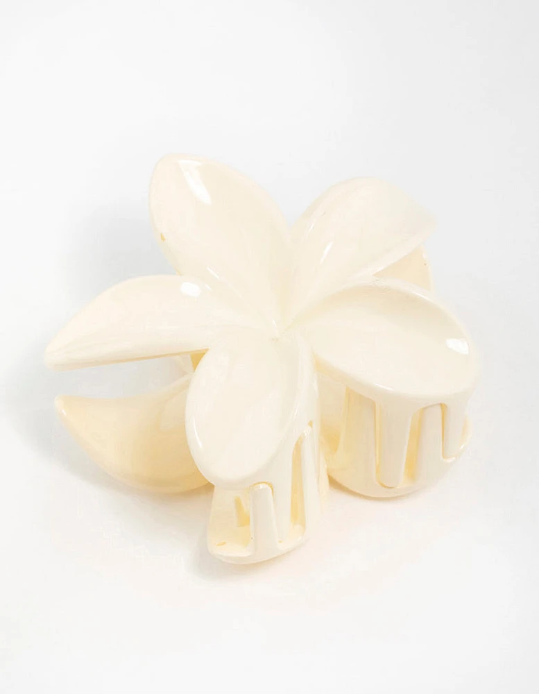 Cream Frangipani Hair Claw Clip