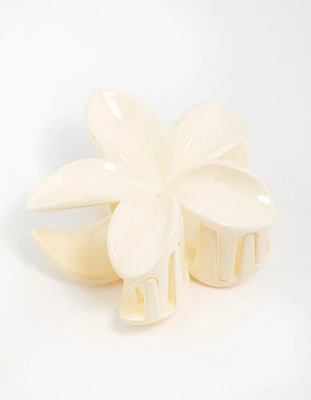 Cream Frangipani Hair Claw Clip