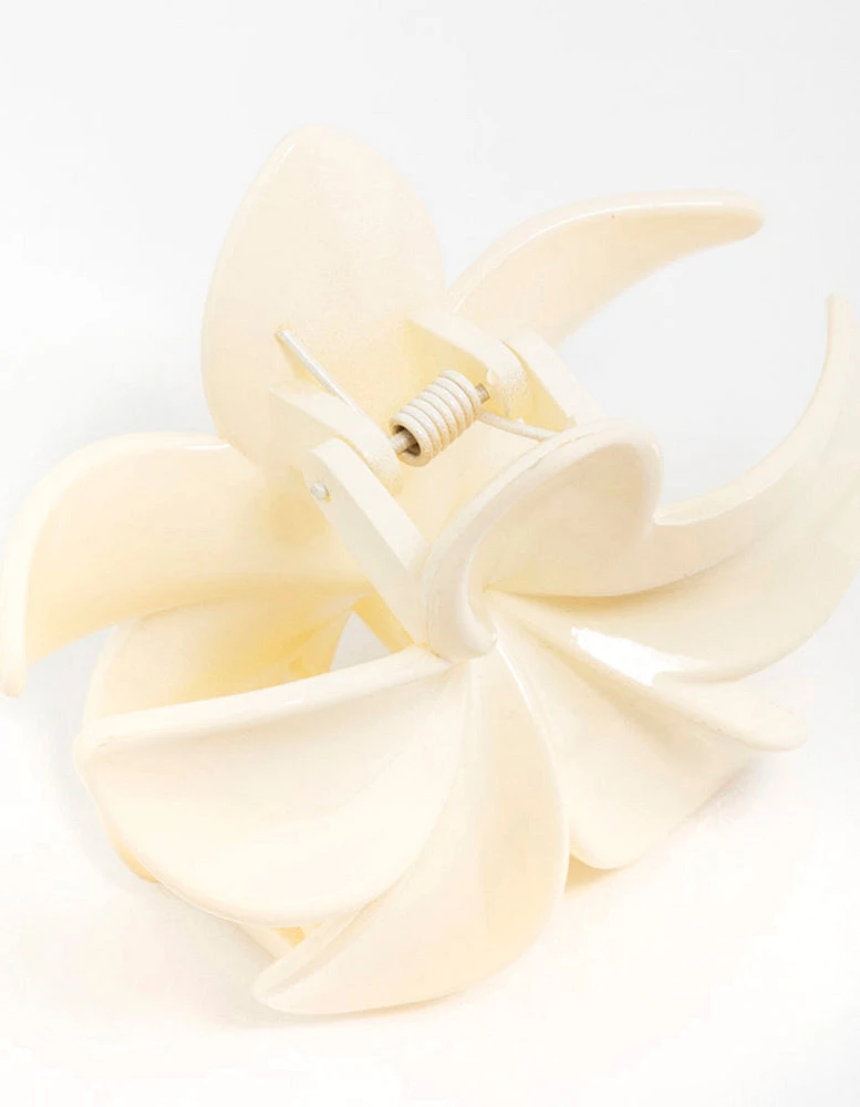 Cream Frangipani Hair Claw Clip