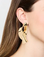 Gold Futuristic Twist Drop Earrings
