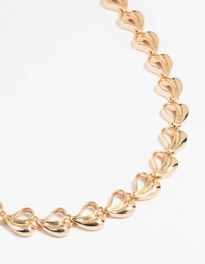 Gold Half-Filled Heart Chain Necklace