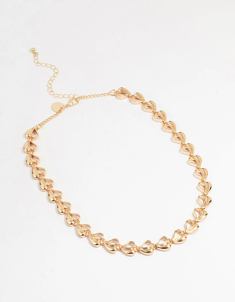 Gold Half-Filled Heart Chain Necklace