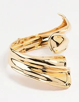 Gold Ribbed Wave Wrap Wrist Cuff