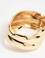 Gold Asymmetrical Ribbed Wrist Cuff