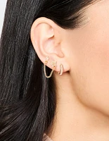 Gold Cubic Zirconia Chain & Flower Huggie Earrings 2-Pack