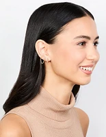 Gold Cubic Zirconia Chain & Flower Huggie Earrings 2-Pack