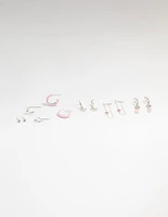 Silver Flower & Butterfly Mixed Earring Stack 6-Pack