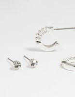 Silver Flower & Butterfly Mixed Earring Stack 6-Pack