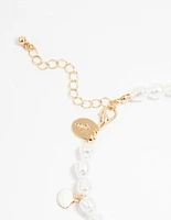 Gold Beaded Pearl Sea Charm Anklet