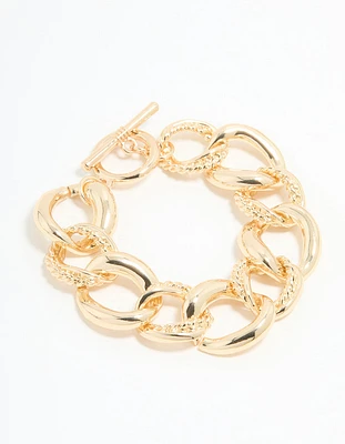 Gold Twisted Curb T & O Bracelet