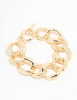 Gold Twisted Curb T & O Bracelet