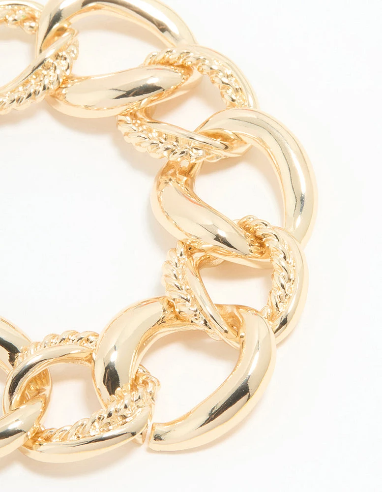 Gold Twisted Curb T & O Bracelet