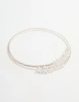 Silver Cubic Zirconia Front Detail Wrist Cuff