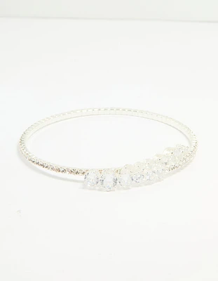 Silver Cubic Zirconia Front Detail Wrist Cuff
