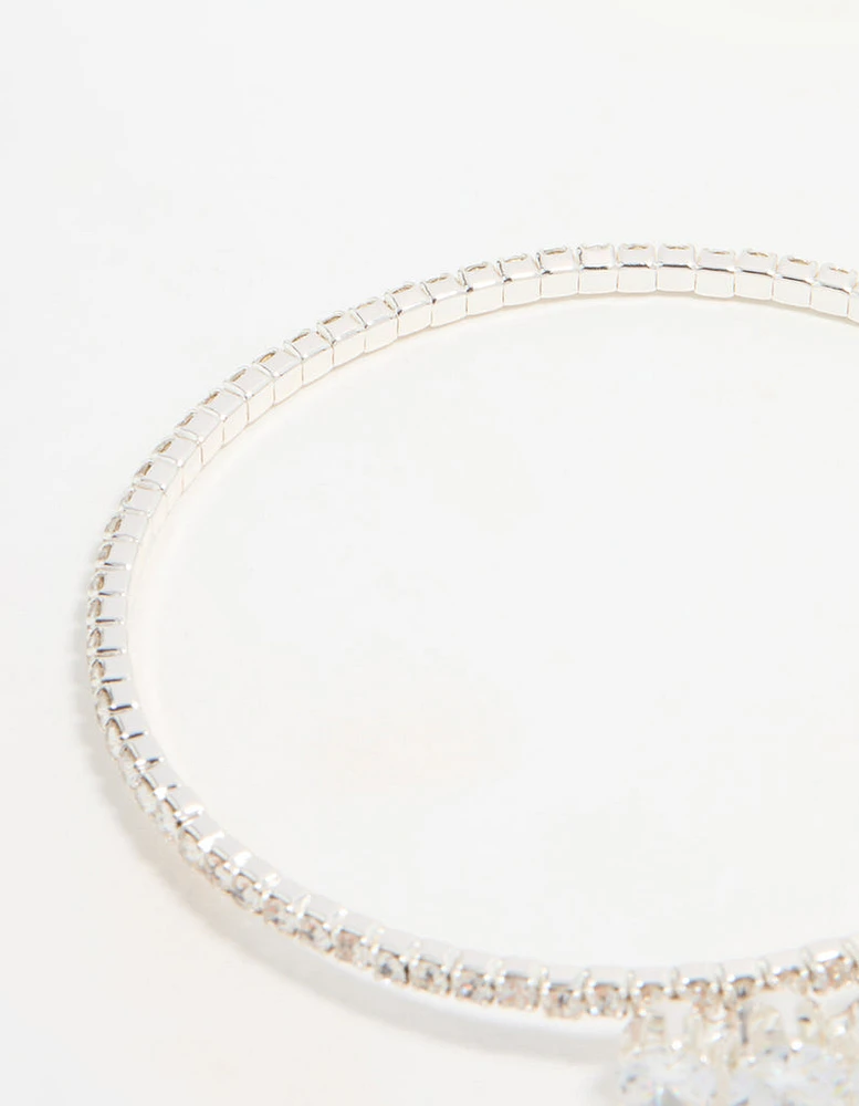 Silver Cubic Zirconia Front Detail Wrist Cuff