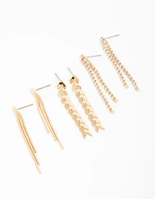 Gold Graduating Drop Earrings 3-Pack