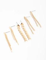 Gold Graduating Drop Earrings 3-Pack