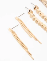 Gold Graduating Drop Earrings 3-Pack