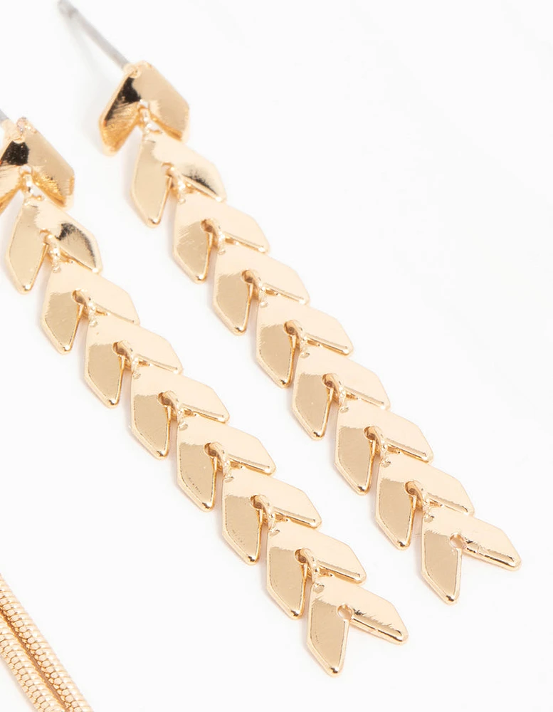 Gold Graduating Drop Earrings 3-Pack