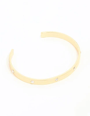 Gold Diamante Open Cuff Bangle