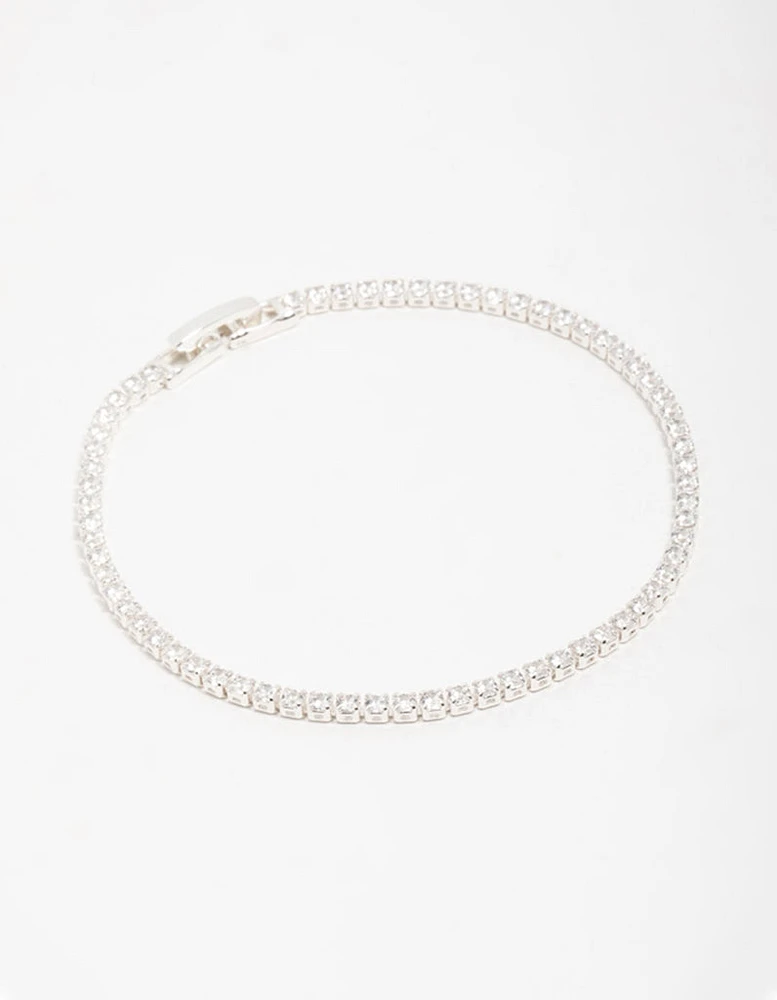 Silver Cubic Zirconia Mini Round Bracelet