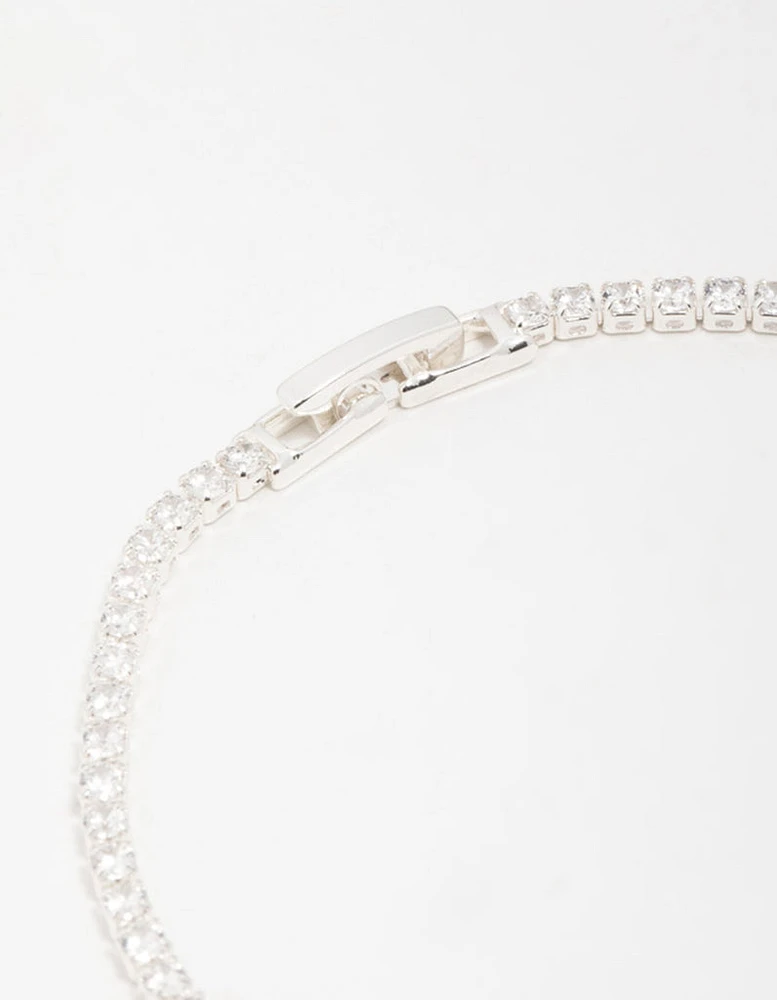 Silver Cubic Zirconia Mini Round Bracelet