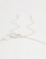 Silver Plated Cubic Zirconia & Plain Cross Layered Necklace