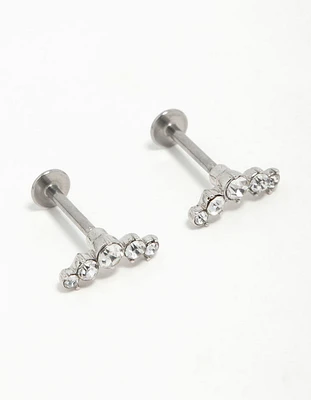 Surgical Steel Diamante Crawler Flat Back Earrings