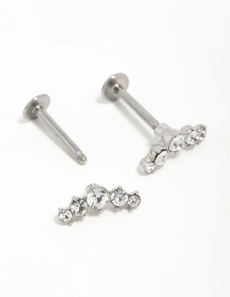 Surgical Steel Diamante Crawler Flat Back Earrings