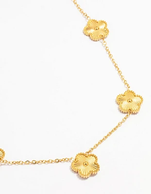 Waterproof Gold Plated Stainless Steel Flower Pendant Necklace