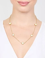 Waterproof Gold Plated Stainless Shell Petal Flower Pendant Necklace