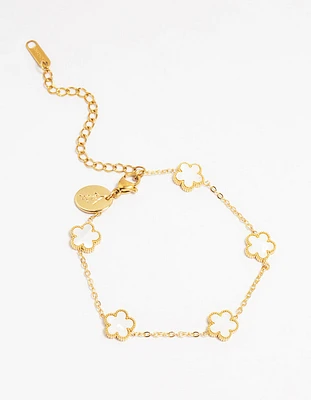 Waterproof Gold Plated Stainless Steel Flower Station Bracelet