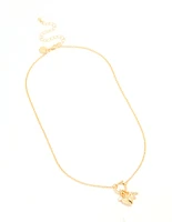 Gold Plated Bubble A & Heart Charm Necklace