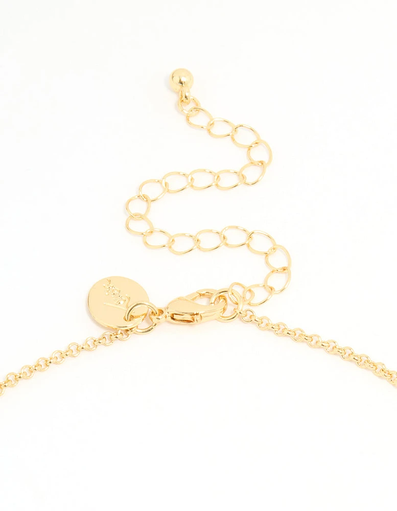 Gold Plated Bubble A & Heart Charm Necklace