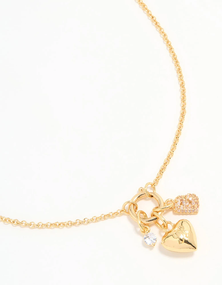 Gold Plated Bubble B & Heart Necklace
