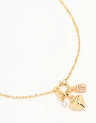 Gold Plated Bubble B & Heart Necklace